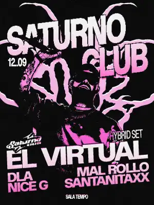 Cartel Saturno con el Virtual Sala Tempo el 12 de Septiembre